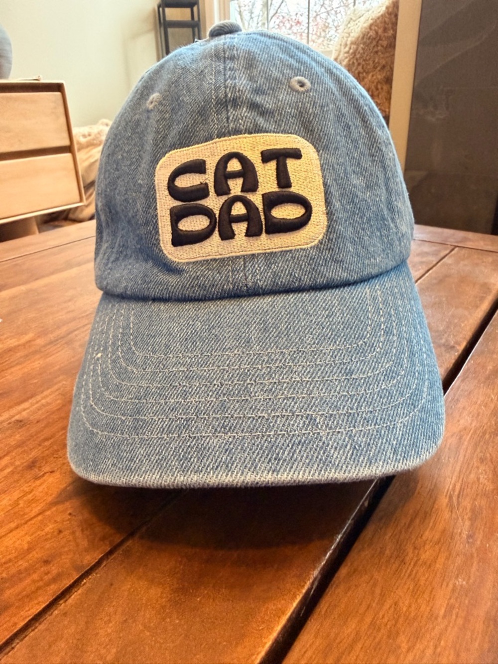 Cat Dad Denim Patch Baseball Cap